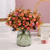 15 Heads Vintage Silk Flowers Retro Tea Roses Artificial Flowers Bride Bouquet For Wedding Decoration Home Fake Flowers A3050