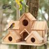 Домик для колибри, деревянная кормушка для гнезда колибри, ручная работа, 6 комнатный домик для птиц, виллы для наблюдения за птицами на открытом воздухе