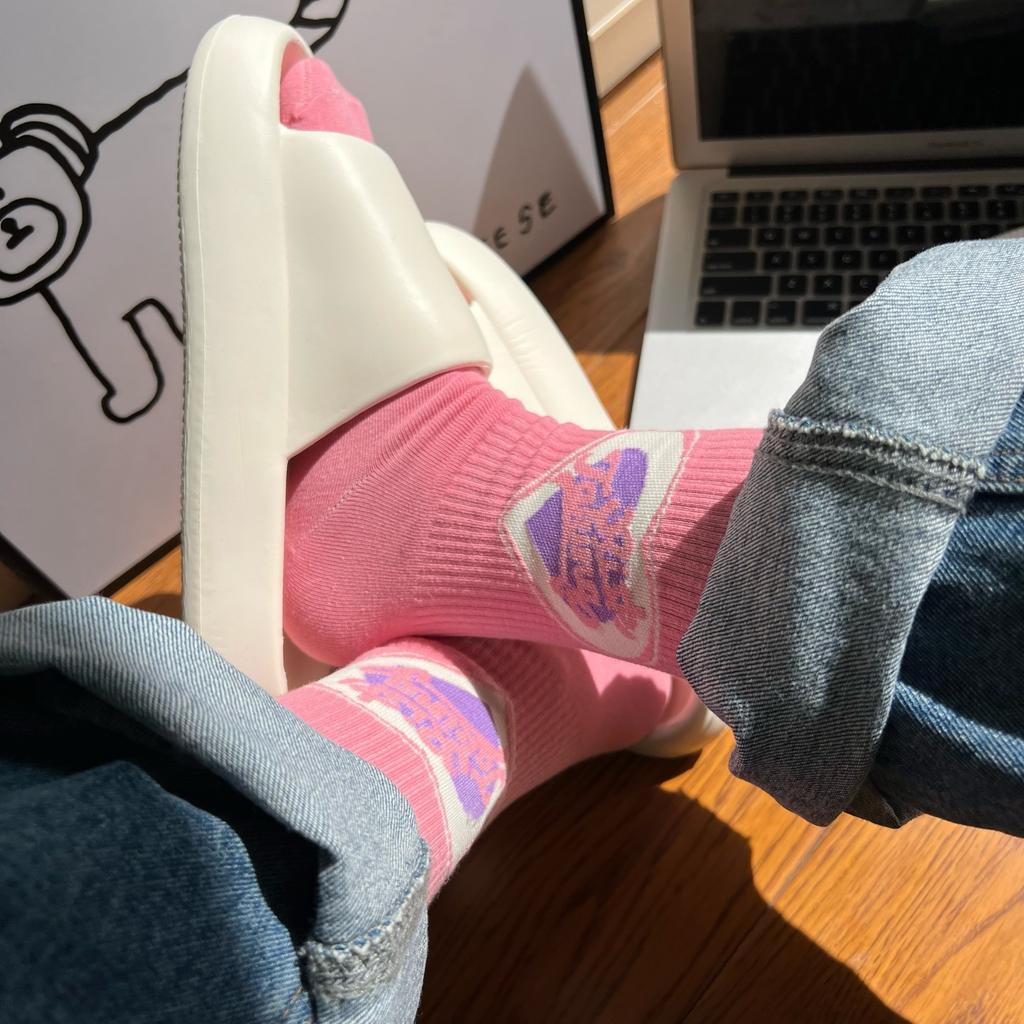 5 пар носков с принтом букв и сердец, удобные и милые уличные носки средней длины, женские чулки и носки