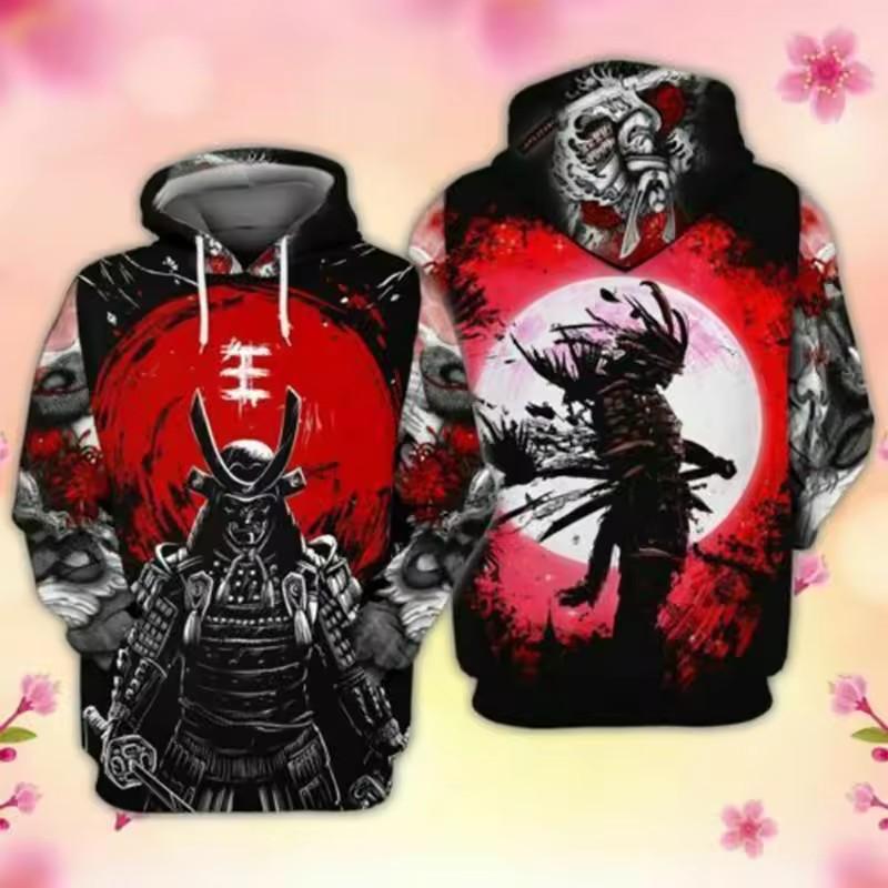 Толстовки с принтом самураев 3D для мужчин Armor Knights Graphic Hooded Hoody Kid Fashion Cool Sweatshirts Winter Harajuku Top Pullover