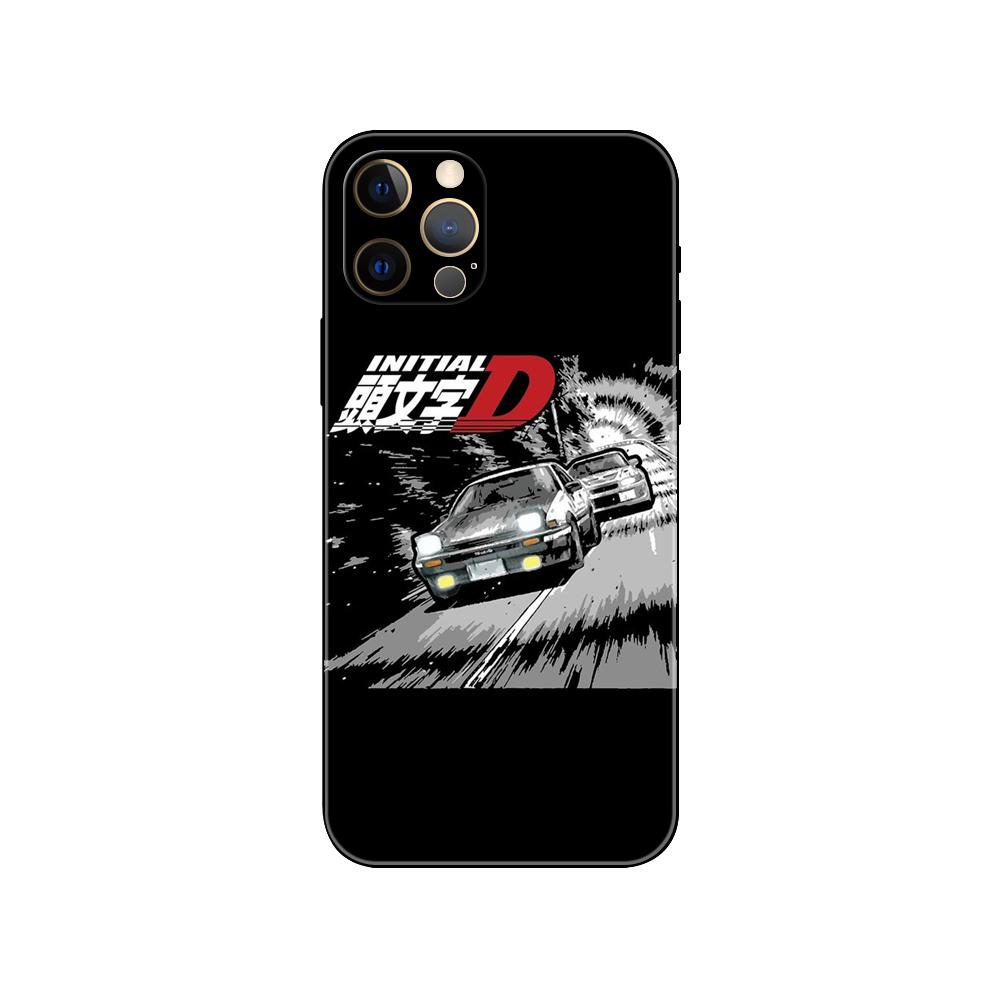 Автомобильный чехол Initial D AE86 для iPhone 5 5S se 6 6s 7 8 plus x 10 XR XS 11 12 13 mini pro MAX, черная задняя крышка из ТПУ