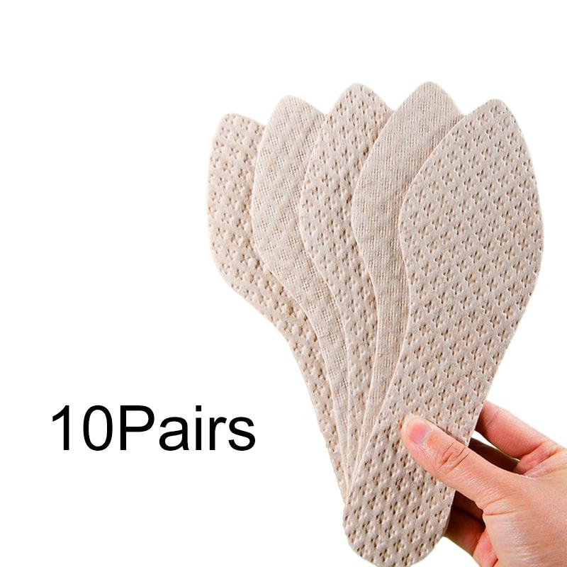 10 пар стелек с острым носком, летние бахилы, дышащие одноразовые стельки для обуви на высоком каблуке, впитывающие пот, стельки из натуральной древесной массы