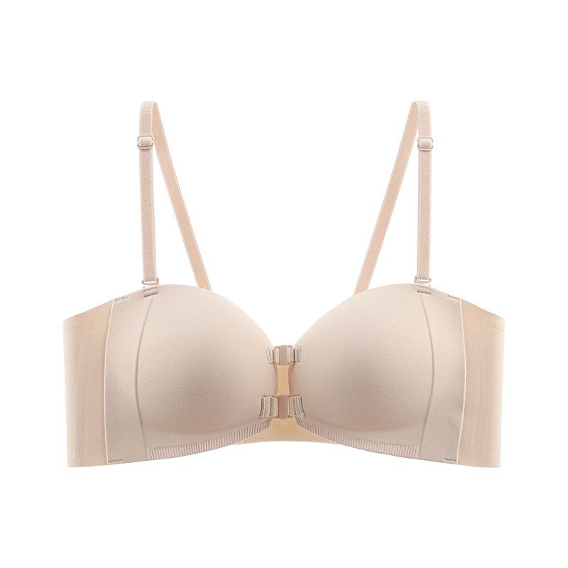 Skin-friendly, no shoulder straps, no marks, no steel rings to gather, upper support, front buckle, thin lower thick smooth surface, comfortable bra