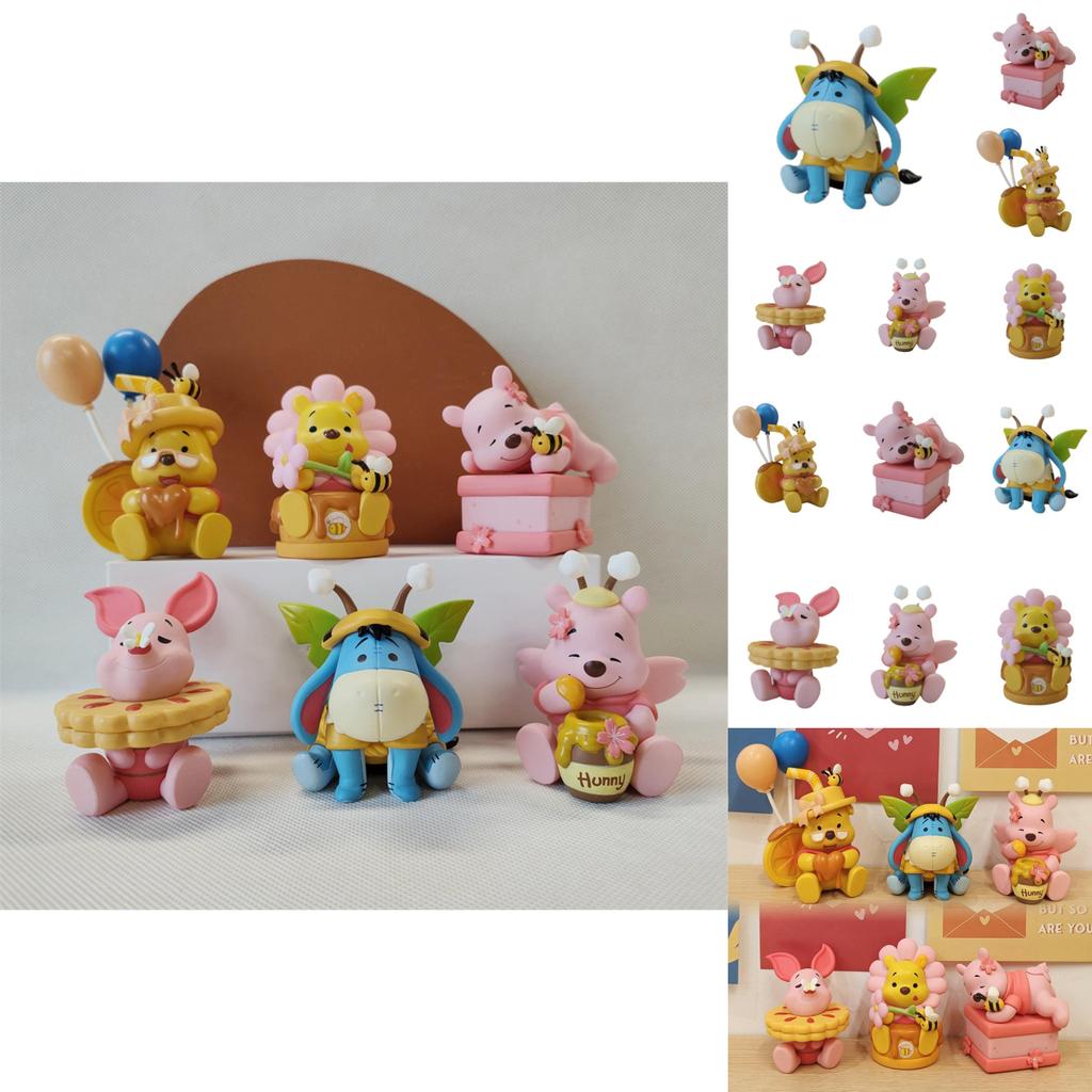 Kid Xmas Gift 6pcs Pooh Bear Winnie Eeyore Piglet Figure Toy Model Cake Topper