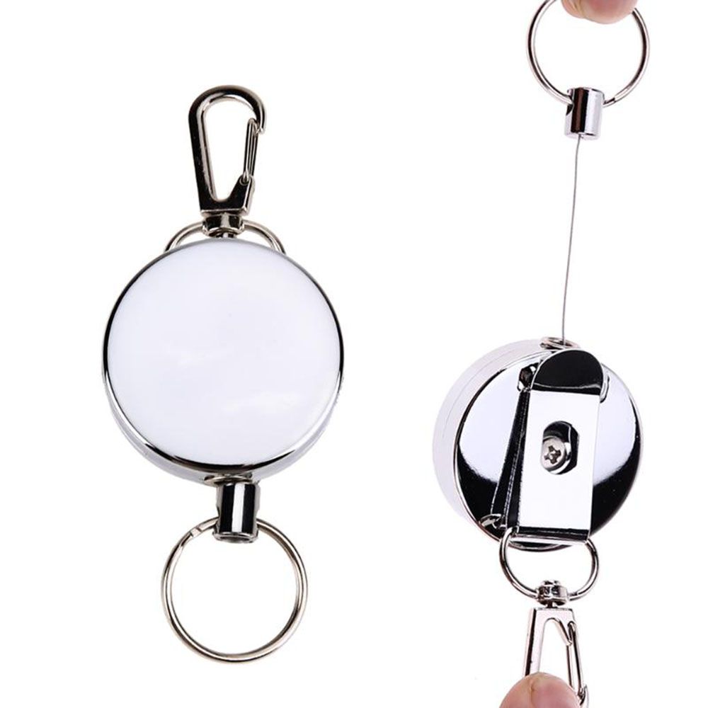 High Resilience Elastic Keychain Badge Reel Metal Safety Burglar Trinket ID Card Holder Key Buckle