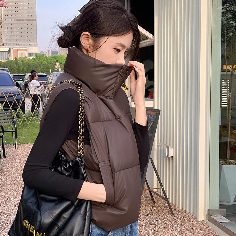 Свободный повседневный жилет из утолщенного хлопка с воротником-стойкой для больших размеров на весну и осень