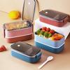 Portable Lunch Box Microwavable 2 Layer Stackable Japanese Bento Box with Utensils for Adults Kids