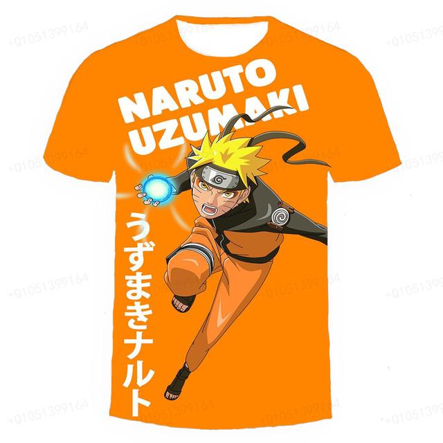 Футболки с героями мультфильмов для мальчиков и девочек, летняя детская уличная одежда с 3d принтом Наруто и короткими рукавами