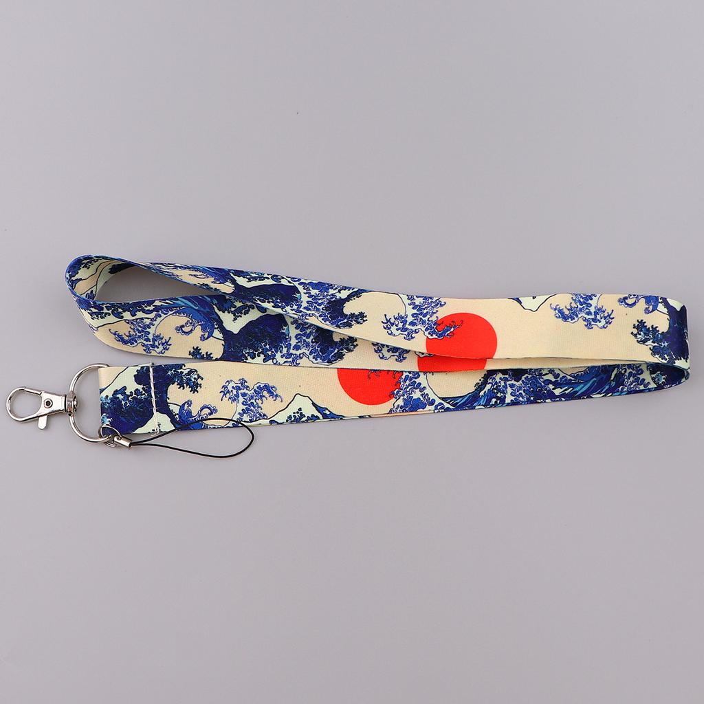 Японские волны держатель удостоверения личности шнурки для ключей шейный ремешок для карты значок спортзал телефон ремни брелок брелок аксессуары подарок