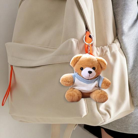 Кукольный брелок Плюшевая подвеска Медведь Дизайн футболки Легкий Держатель для ключей Удобный для переноски Брелок Аксессуары для рюкзака
