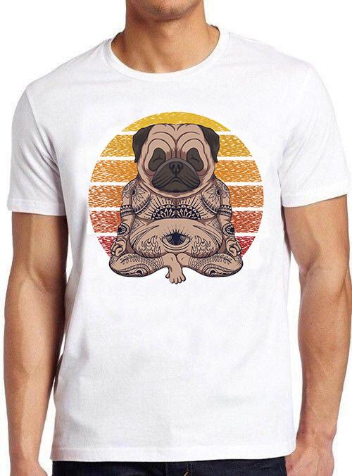 Pug Dog Yoga Spirutal Sunset Funny Meme Gift Tee Vintage Cult Movie T Shirt M727