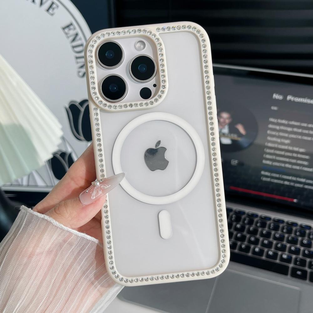 Для Magsafe Магнитный Блестящий Бриллиантовый Прозрачный Чехол для iPhone 11 12 13 14 15 16 Pro Max Plus Сверкающий Стразами Противоударный Чехол