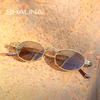 SHAUNA Retro Metal Punk Women Sunglasses Spring Leg Oval Rock Shades Men UV400