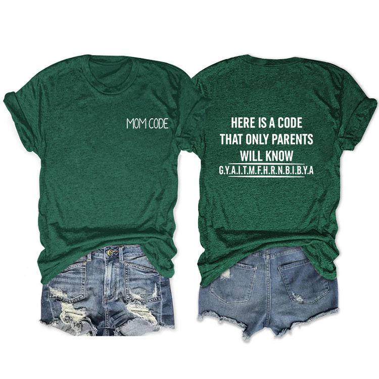 Fashion before and after here is a code letter print women's casual short sleeves