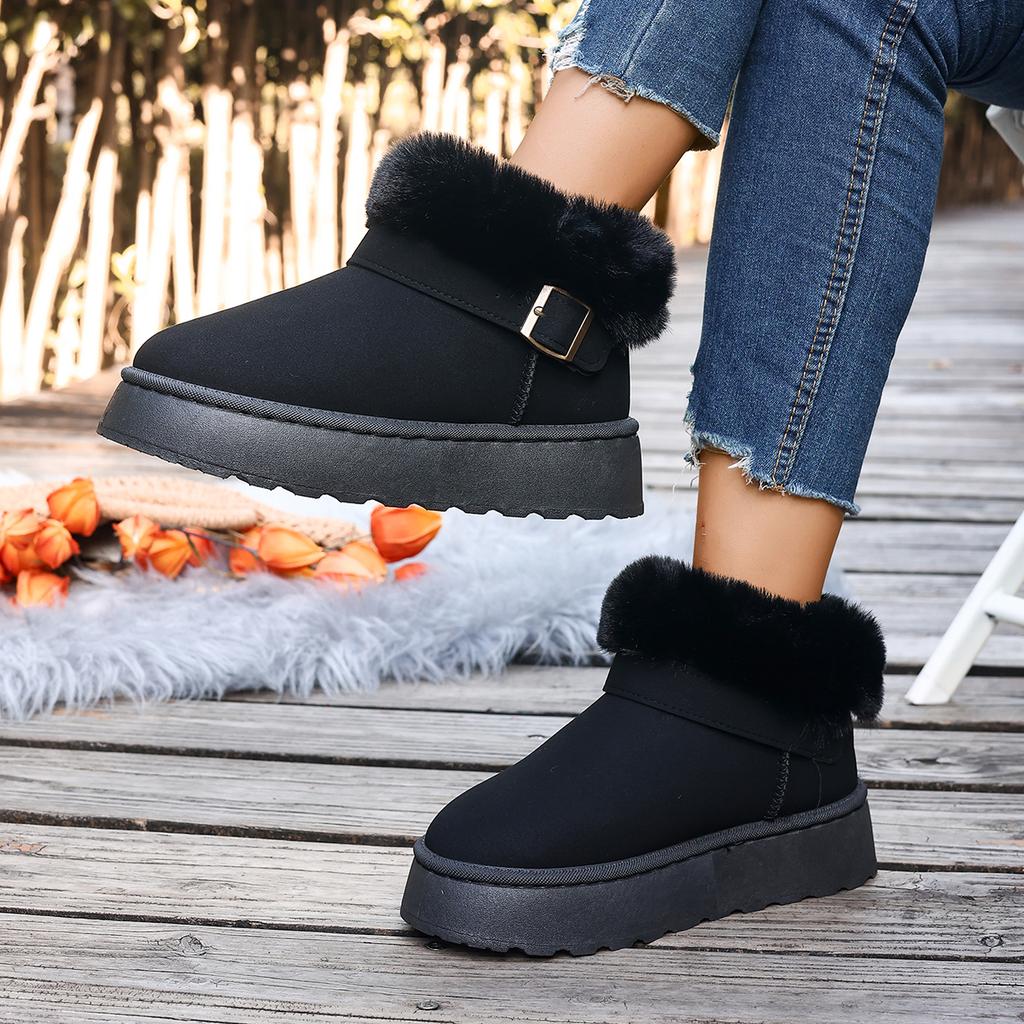 2025 Winter Fashion Retro Casual Snow Boots Soft Soled Comfortable ShoesWomen Warm Non Slip Chunky Cotton Plush Ankle Boots
