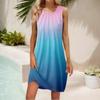 Women's Summer Casual U Neck Printed Sleeveless Dresses