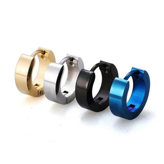 1 Pair Cool Men's Stainless Steel Huggie Hoop Earrings Casual Jewelry