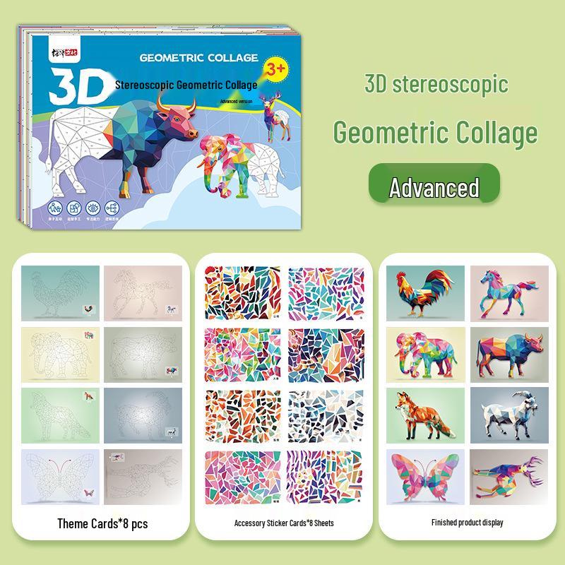 3D Geometric Collage DIY Creative Educational Stickers for Early Learning and Concentration Skills