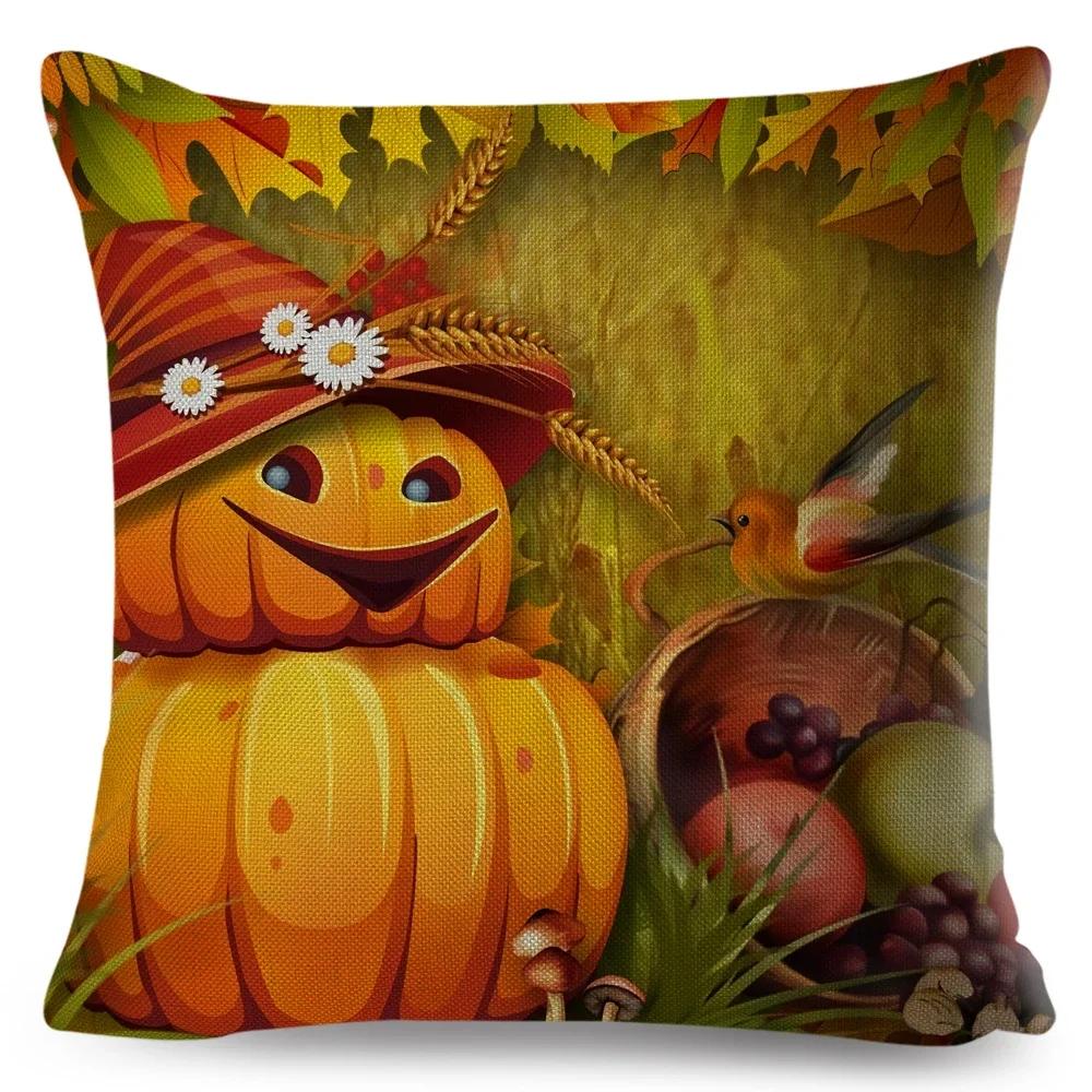 Красочная акварельная наволочка на подушку с тыквой, декор, мультяшный принт растения, наволочка для дивана, дома, полиэстеровая наволочка x