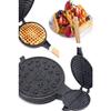Cast Iron Waffle Pan Wooden Handle Black