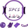 Pilates Circle Five Piece Stretching Assist with Latex Tension Belt 25cm Yoga Combination Set