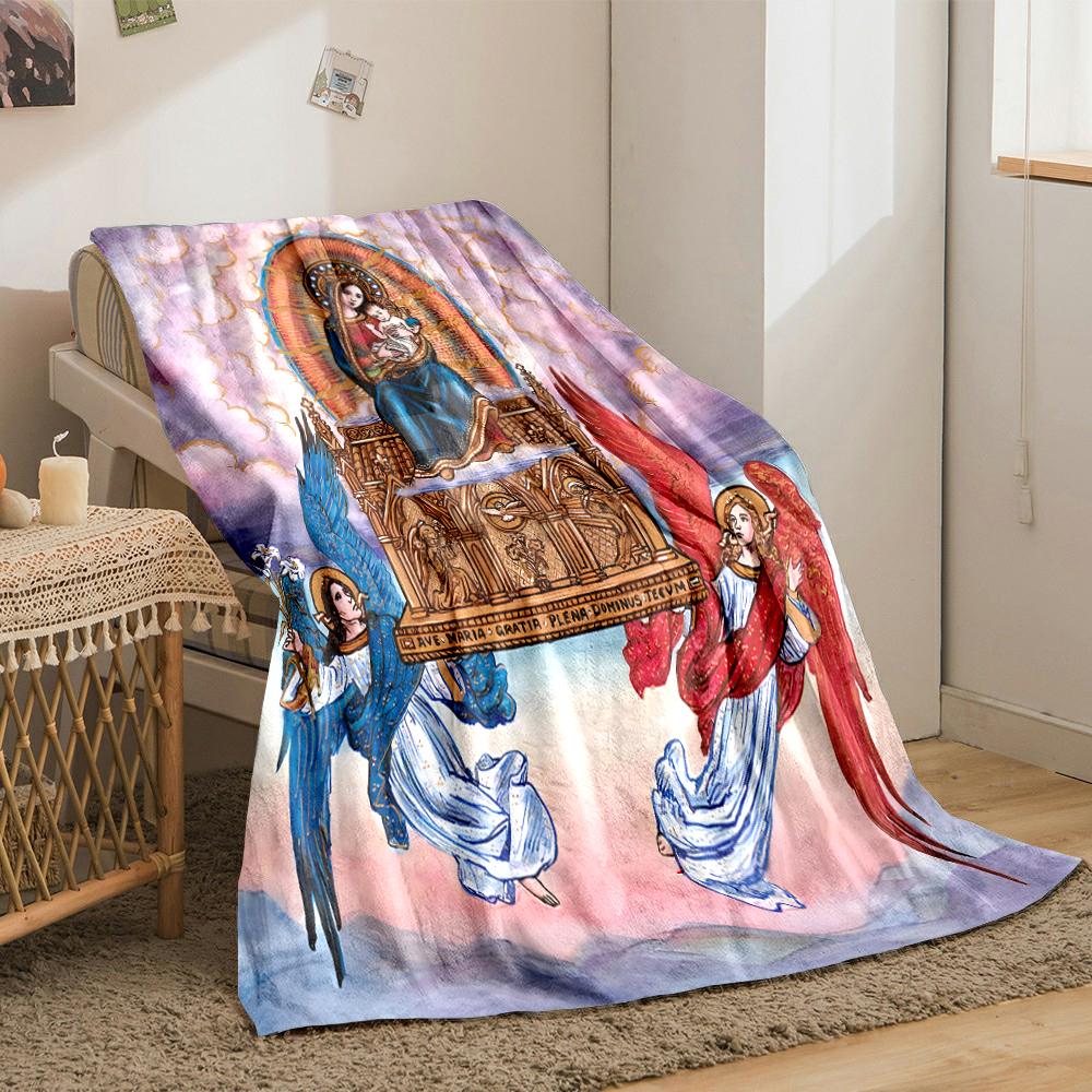Holy Madonna with Angels BlanketFlannel blanket for bedroom, living room, sofa, and nap