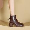 Fashion New 2024 Women Boots Women Genuine Leather Warm Plush Winter Boots High Heels Shoes Fashion Thick Heel Woman Ankle Boots