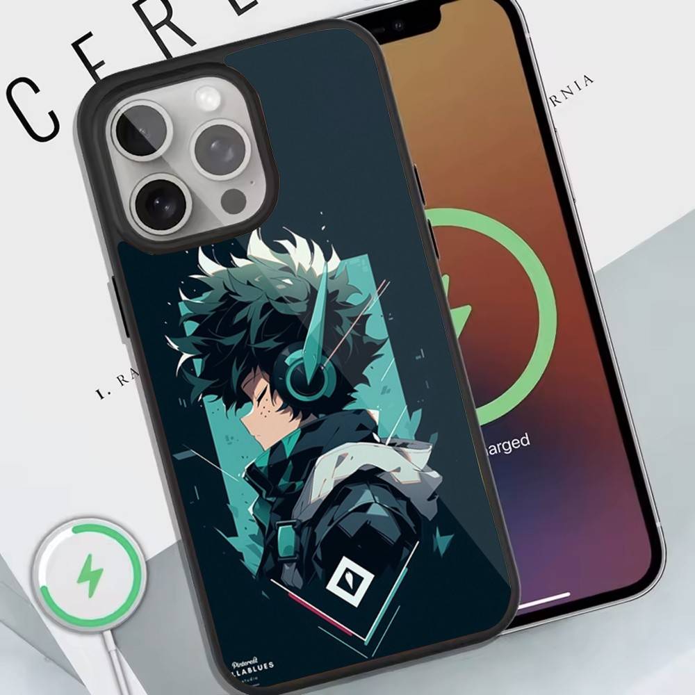 My H-Hero Academia D-Deku Phone Case For Magnetic Wireless Charge Cover For iphone 16 15 14 13 12 11 Pro Max Plus Coque