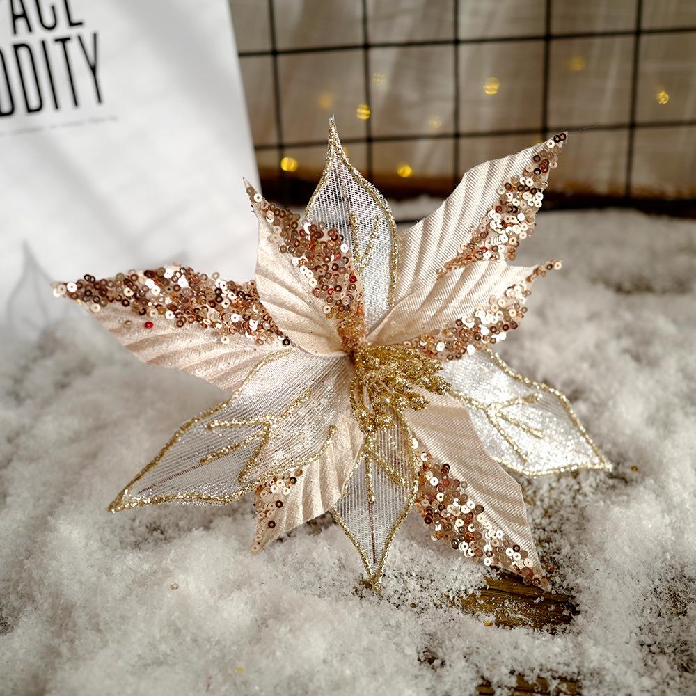 Cross-Border Glitter Flower Mesh Fabric for Christmas Floral Arrangements & Decorations