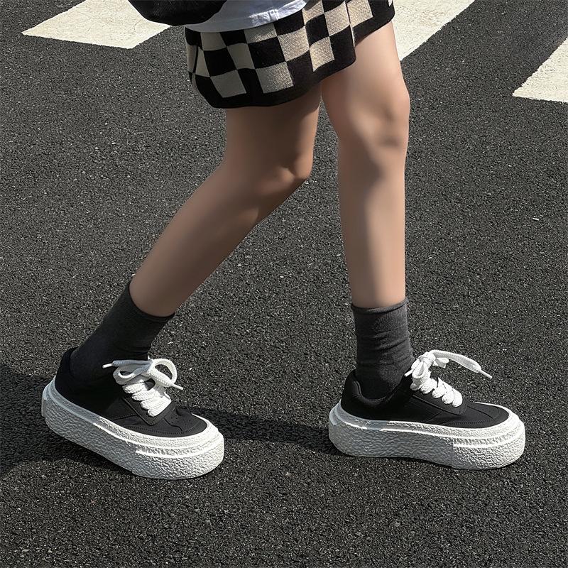 Белые туфли на платформе для пар, новые универсальные туфли-бисквиты на шнуровке, увеличивающая высоту подошва-маффин, повседневная обувь 50447-W