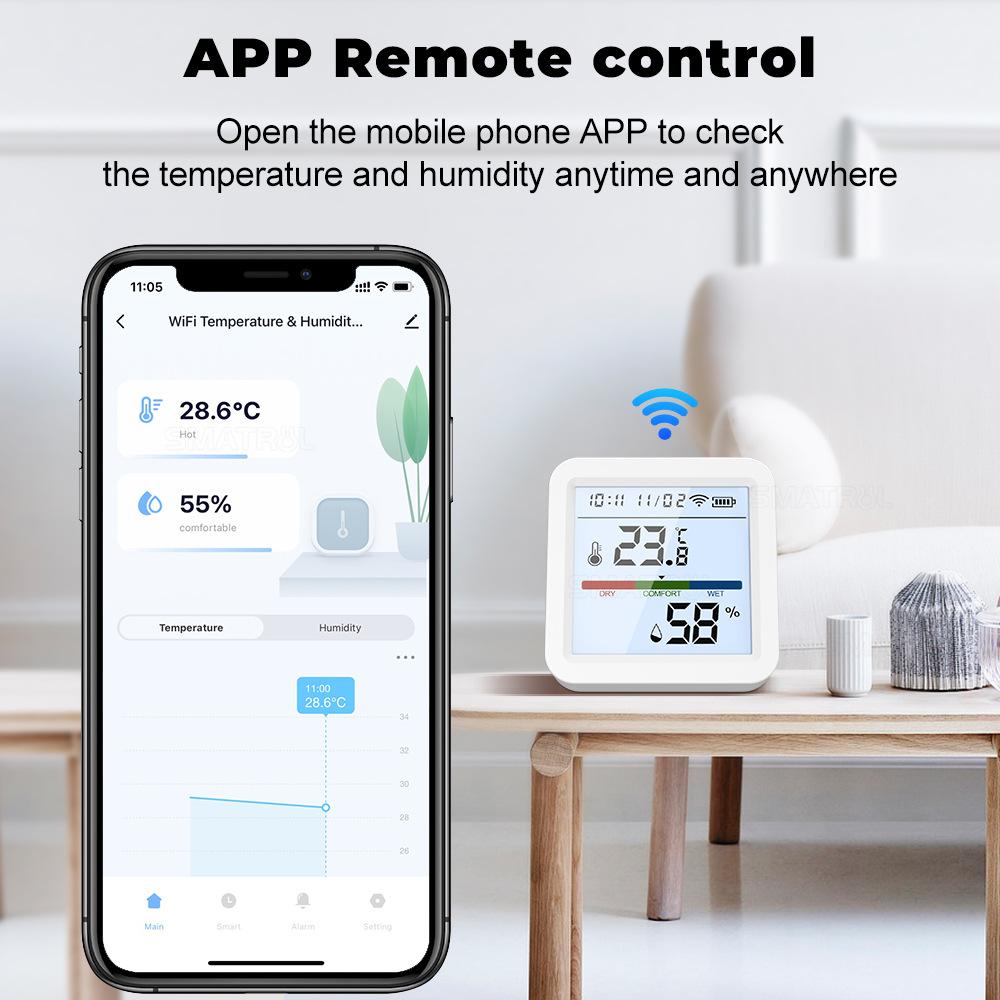 Tuya Smart WiFi Bluetooth-compatible Dual Mode Temperature and Humidity Meter Home Battery Operate Temperature-Humidity Tester