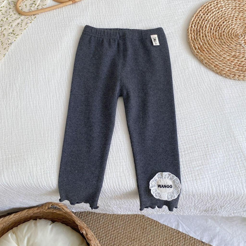 2025 Новый Осенний Стиль Леггинсы Однотонные с Латками на Коленях для Девочек Ясельного Возраста: Модная и универсальная верхняя одежда и брюки