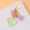 Colorful Hollow Love Heart Keychain Shiny Butterfly Tassel Resin Pendant Key Ring Women Handbag Ornament DIY Accessories Giftt