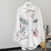 Spring New Long Sleeve Casual Loose White Blouses Women Tops Autumn Fashion Vintage Floral Women's Shirts Turn Down Collar Office Ladies Blouse 25836