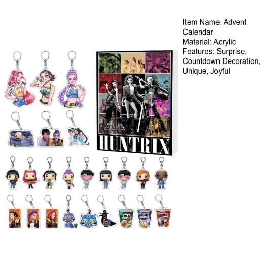 Календарь Адвента Охотника на демонов Мультяшные Аниме Фигурки Брелоки Набор 24 дня Календарь обратного отсчета до Рождества Коллекционный подарок для фанатов