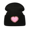 Autumn and winter fashion big love labeling knitted hat women's simple face small pullover hat outdoor warm windproof cold hat