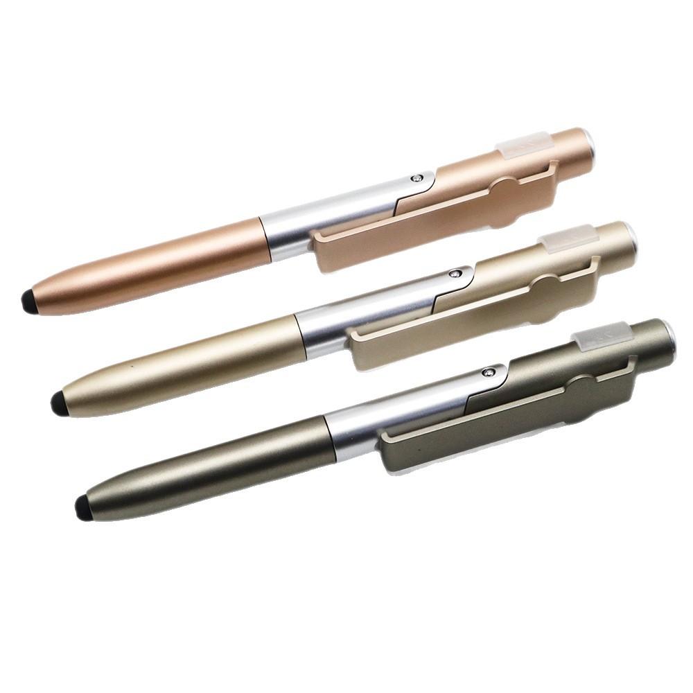 Multifunction Ballpoint Pen LED Light Foldable Phone Stand Night Reading Pencil Office School Students Carving Logo stylus Pen