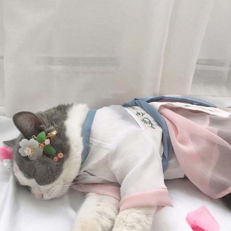 Pet Chinese Clothing Dog Summer Dress Thin Teddy Puppy Clothes Chinese Style Pet Skirt Ancient Style Cat Shirt Pet Costume
