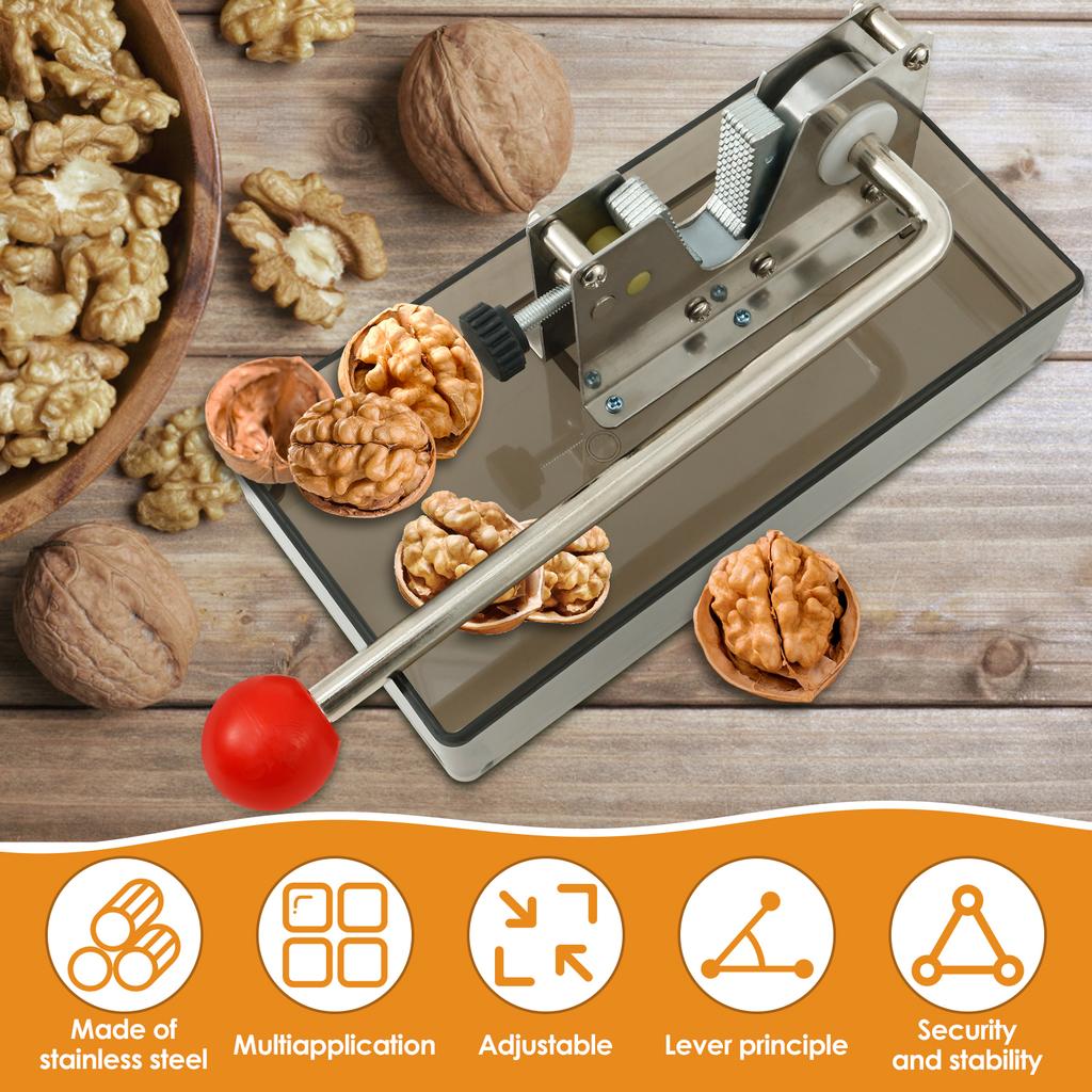 Walnut Cracker Stainless Steel Nut Opener Tool with Adjustable Jaw Efficient Pecan Cracker Tool for Almond Hazelnut Chestnut