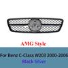 For Mercedes C-Class W203 2000-2006 Front Grill Grille Mesh ABS Black Chrome Car Grille  Tuning Accessories Facelift