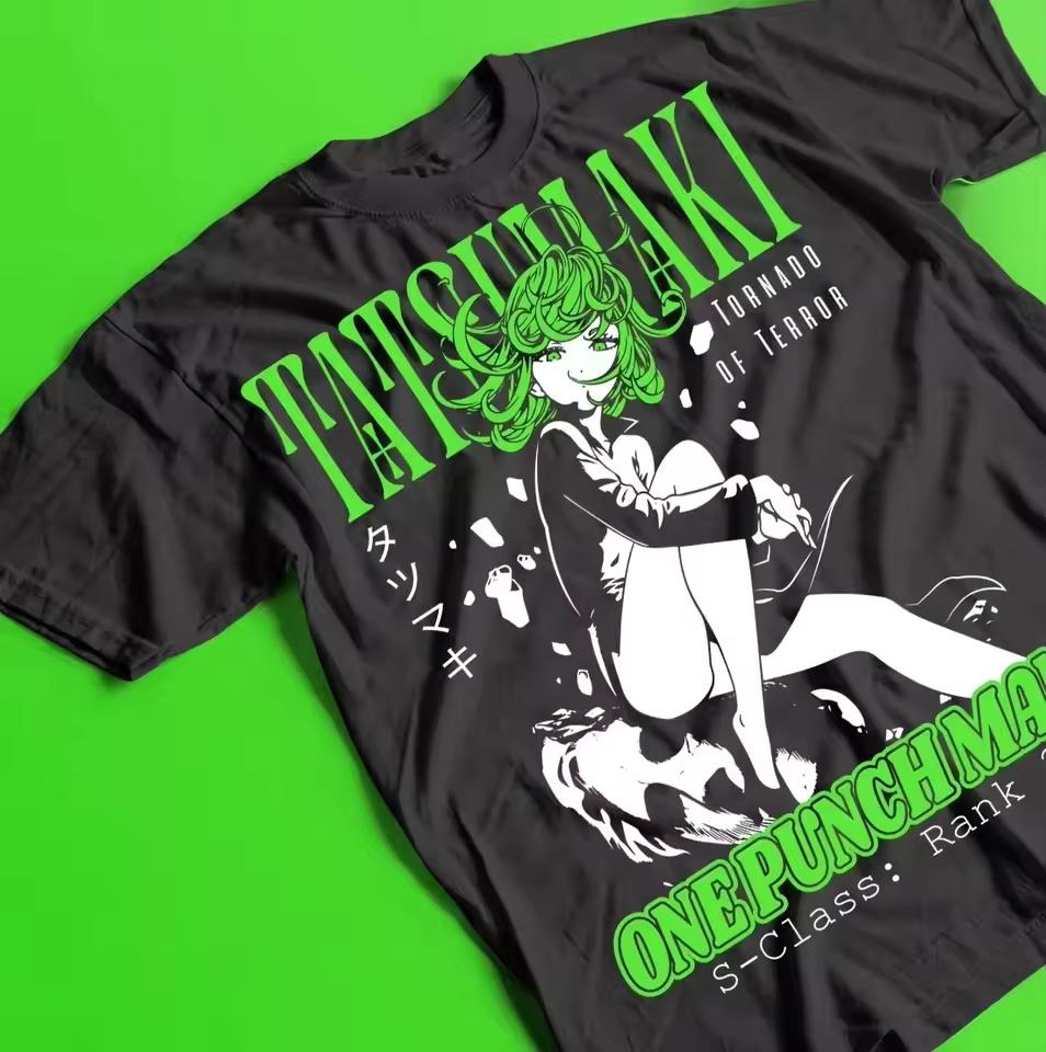 One Punch Man Single Sided T-shirt Tatsumaki Tornado Of Terror S-Class Hero Anime Print Oversized Tee For Superhero Anime Fans