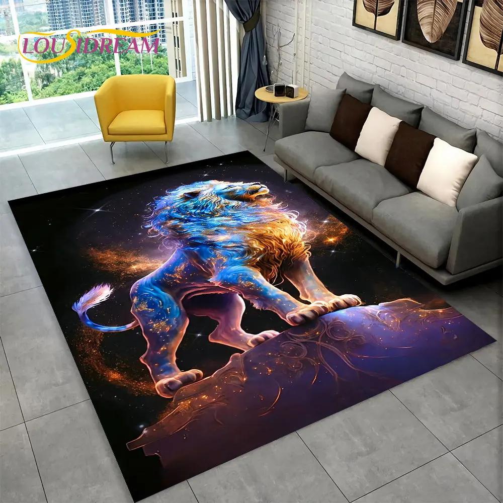 Новый 3D-коврик Dream Lion Animal, большой ковер для гостиной, спальни, дивана, коврик для украшения, детский нескользящий напольный коврик