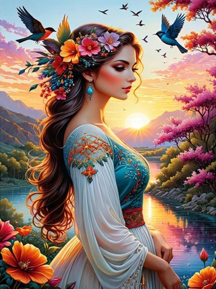 Beautiful Woman 5D Diamond Painting Sales Full Square Round Diy Jewelry Embroidery CrossStitch Embroidery Portrait Home Art