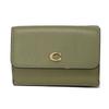 Подержанный 9726 Мини-кошелек трифолд CM437 7942 Текущий логотип C Хаки Зеленый Полированная галька Неиспользованный Знак C Мох Унисекс от