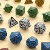 7-Piece Carved Pattern Polyhedral Dice Set - D4 D6 D8 D10 D% D12 D20 - For Tabletop Games