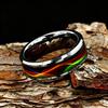 Fashion Men Stainless Steel Rings, 8mm Cyberpunk Rainbow Aurora Grain Inlay Rings for Men High Polished Wedding Bands Jewelry