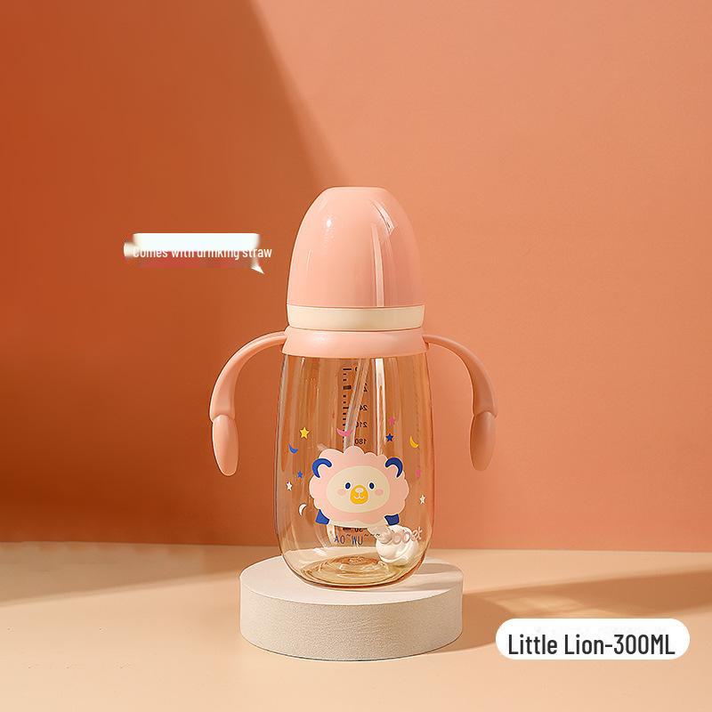 Стакан для воды Babixiang PPSU широкого калибра для детей 1-3 лет, с мультяшным дизайном, с двойной ручкой, с защитой от падения