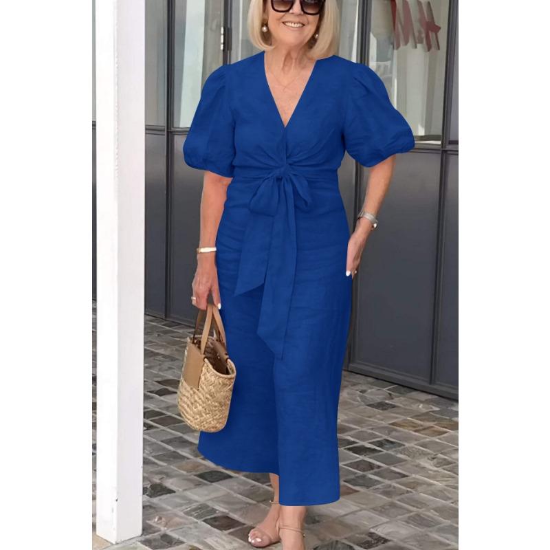 Женское весенне-летнее платье из хлопка с V-образным вырезом, на шнуровке, с рукавами-фонариками, повседневные платья