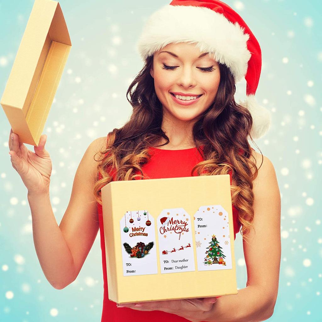 Пакет рулонов из 300 наклеек Рождественское праздничное украшение Серия подарков Самоклеящиеся наклейки и этикетки