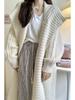 Кардиган трикотажный с длинными лацканами в нежном стиле - Женский весенне-летний свитер-пальто свободного кроя в корейском стиле